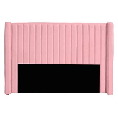 Cabeceira Casal Estofada Para Cama Box Alicia Veludo Cor Rosa Bebe