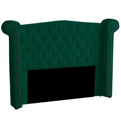 Cabeceira Casal Estofada Para Cama Box Ayla Veludo Cor Verde Esmeralda