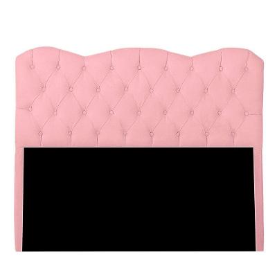 Cabeceira Casal Estofada Para Cama Box Verona Veludo Cor Rosa Bebe
