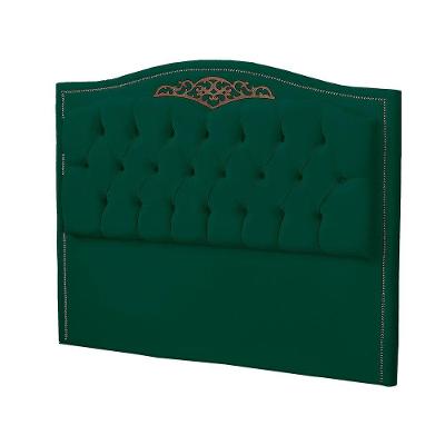 Cabeceira Casal Estofada Para Cama Box Maitê Veludo Cor Verde Esmeralda