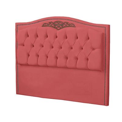 Cabeceira Casal Estofada Para Cama Box Maitê Veludo Cor Rose