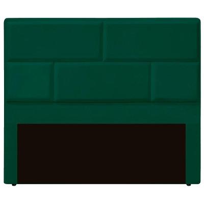 Cabeceira Casal Estofada Para Cama Box Jade Veludo Cor Verde Esmeralda