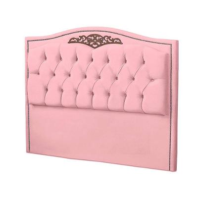 Cabeceira Casal Estofada Para Cama Box Maitê Veludo Cor Rosa Bebe