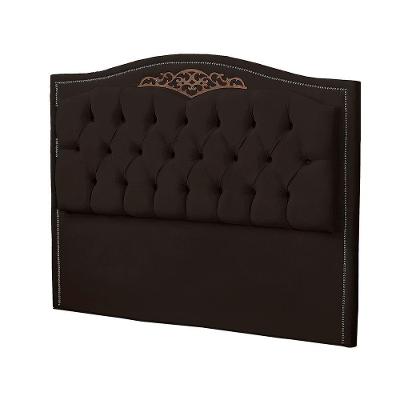 Cabeceira Casal Estofada Para Cama Box Maitê Veludo Cor Marrom