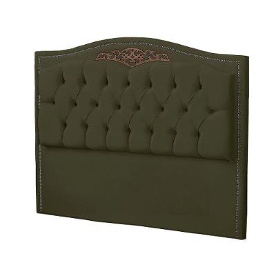 Cabeceira Casal Estofada Para Cama Box Maitê Veludo Cor Chocolate