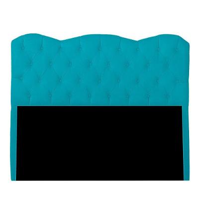 Cabeceira Casal Estofada Para Cama Box Verona Veludo Cor Azul Claro