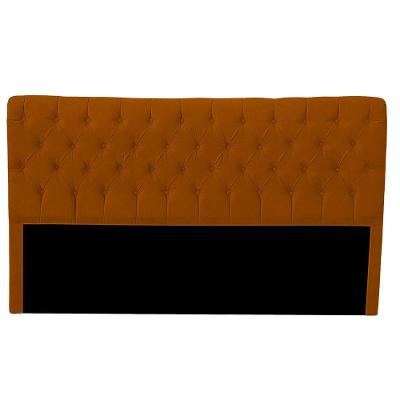 Cabeceira Casal Estofada Para Cama Box Glass Veludo Cor Terracota