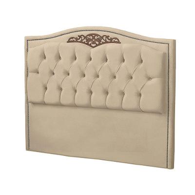 Cabeceira Casal Estofada Para Cama Box Maitê Veludo Cor Bege