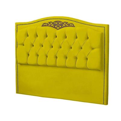 Cabeceira Casal Estofada Para Cama Box Maitê Veludo Cor Amarelo