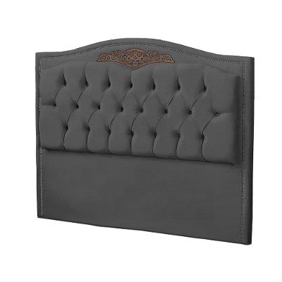 Cabeceira Casal Estofada Para Cama Box Maitê Veludo Cinza Escuro