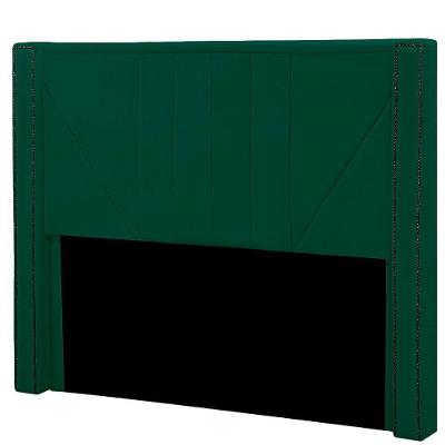 Cabeceira Casal Estofada Para Cama Box Toronto Veludo Cor Verde Esmeralda