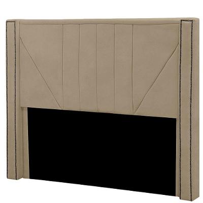 Cabeceira Casal Estofada Para Cama Box Toronto Veludo Bege Escuro