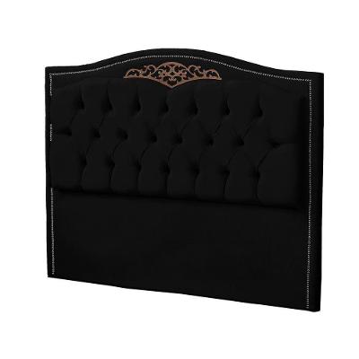 Cabeceira Casal Estofada Para Cama Box Maitê Veludo Preto
