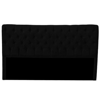 Cabeceira Casal Estofada Para Cama Box Glass Veludo Cor Preto