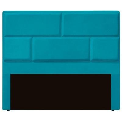 Cabeceira Casal Estofada Para Cama Box Jade Veludo Cor Azul Claro