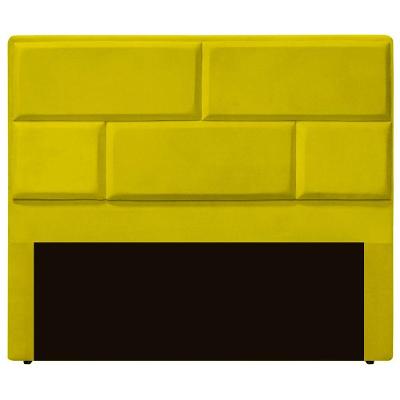 Cabeceira Casal King Size Estofada Para Cama Box Jade Veludo Cor Amarelo
