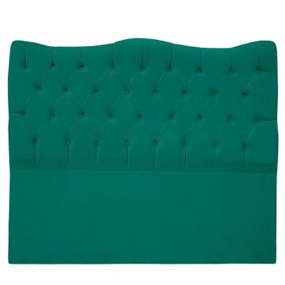 Cabeceira Casal King Size Estofada Para Cama Box Dunas Veludo Cor Verde Esmeralda