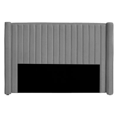 Cabeceira Casal King Size Estofada Para Cama Box Alicia Veludo Cor Cinza Claro