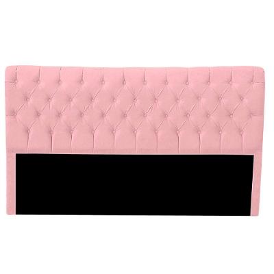 Cabeceira Casal Queen Estofada Para Cama Box Glass Veludo Cor Rosa Bebe