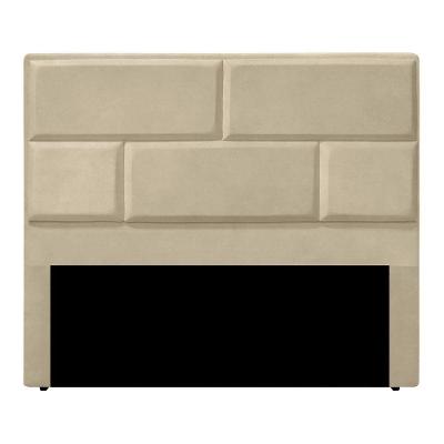 Cabeceira Casal King Size Estofada Para Cama Box Jade Veludo Cor Bege
