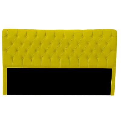 Cabeceira Casal Queen Estofada Para Cama Box Glass Veludo Cor Amarelo