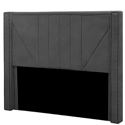 Cabeceira Casal King Size Estofada Para Cama Box Toronto Veludo Cor Cinza Chumbo