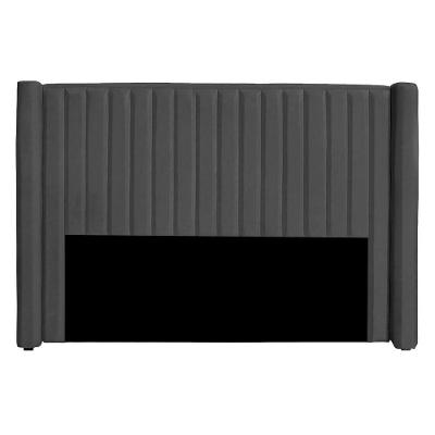 Cabeceira Casal Queen Size Estofada Para Cama Box Alicia Veludo Cor Cinza Chumbo