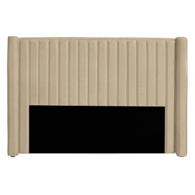 Cabeceira Casal Queen Size Estofada Para Cama Box Alicia Veludo Cor Bege