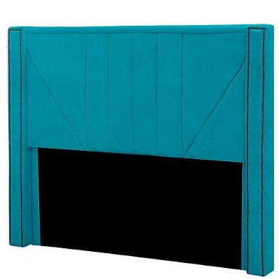 Cabeceira Casal Queen Estofada Para Cama Box Toronto Veludo Cor Azul Claro