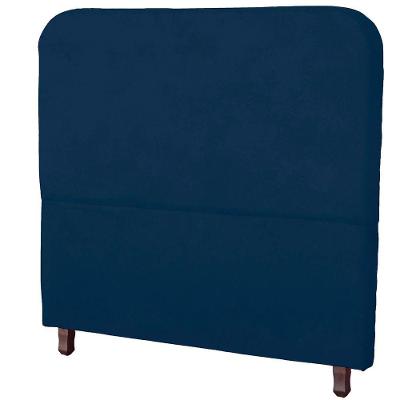 Cabeceira Casal Queen Estofada Para Cama Box Lizza Veludo Cor Azul Marinho