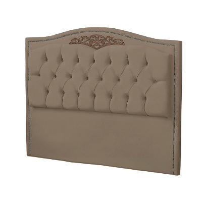 Cabeceira Casal Queen Size Estofada Para Cama Box Maitê Veludo Cor Capuccino
