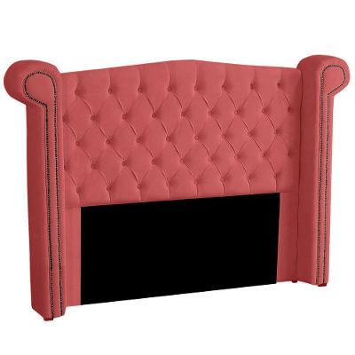 Cabeceira Casal Queen Size Estofada Para Cama Box Ayla Veludo Cor Rose