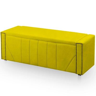 Calçadeira Baú Casal Estofada Toronto Veludo Cor Amarelo