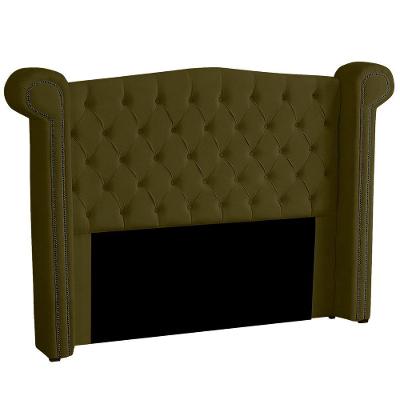 Cabeceira Casal Queen Size Estofada Para Cama Box Ayla Veludo Cor Chocolate