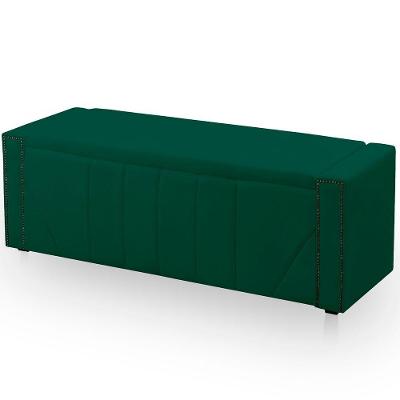 Calçadeira Baú Casal Estofada Toronto Veludo Cor Verde Esmeralda