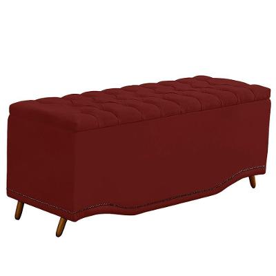 Calçadeira Baú Casal Estofada Maitê Veludo Cor Marsala