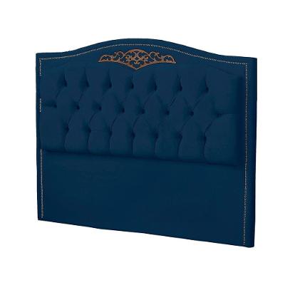 Cabeceira Casal Queen Size Estofada Para Cama Box Maitê Veludo Cor Azul Marinho