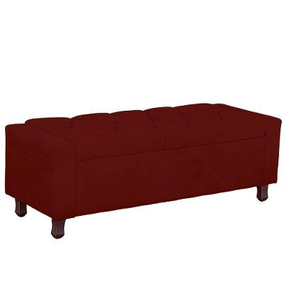 Calçadeira Baú Casal King Size Estofada Valencia Veludo Cor Marsala
