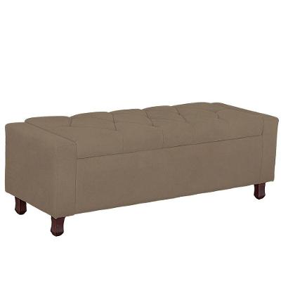 Calçadeira Baú Casal King Size Estofada Valencia Veludo Cor Capuccino