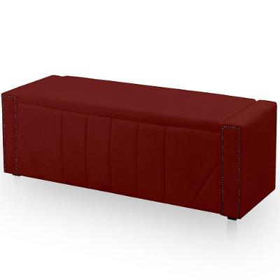 Calçadeira Baú Casal King Size Estofada Toronto Veludo Cor Marsala