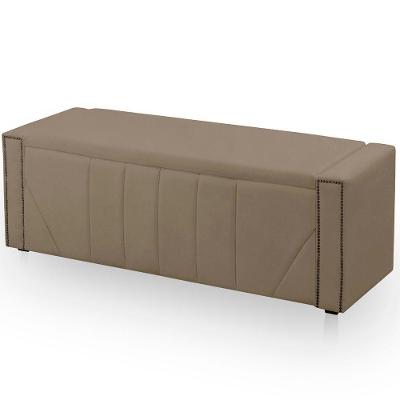 Calçadeira Baú Casal King Size Estofada Toronto Veludo Cor Capuccino