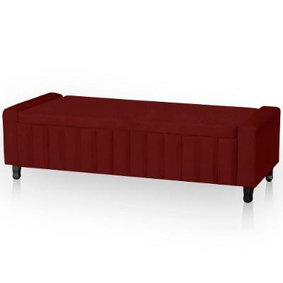Calçadeira Baú Casal King Size Estofada Alicia Veludo Cor Marsala