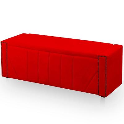 Calçadeira Baú Casal King Size Estofada Toronto Veludo Cor Vermelho