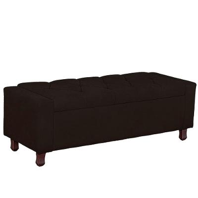 Calçadeira Baú Casal King Size Estofada Valencia Veludo Cor Marrom