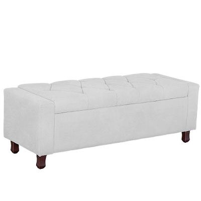 Calçadeira Baú Casal Queen Estofada Valencia Veludo Cor Branco