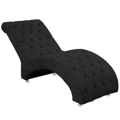 Espreguiçadeira Recamier Divã Para Sala E Clínica Veludo Cor Preto