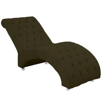 Espreguiçadeira Recamier Divã Para Sala E Clínica Veludo Cor Chocolate
