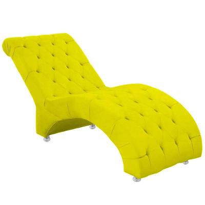 Espreguiçadeira Recamier Divã Para Sala E Clínica Veludo Cor Amarelo