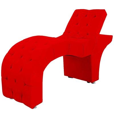 Maca Estofada Capitone Reclinável Julia Para Estetica Facial Sombrancelha E Cílios Suede Cor Vermelho