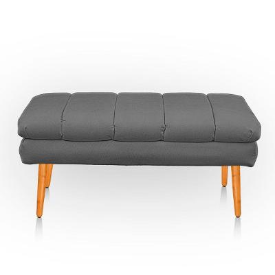 Puff Aparador Estofado Italy Decorativo Veludo Cinza Escuro